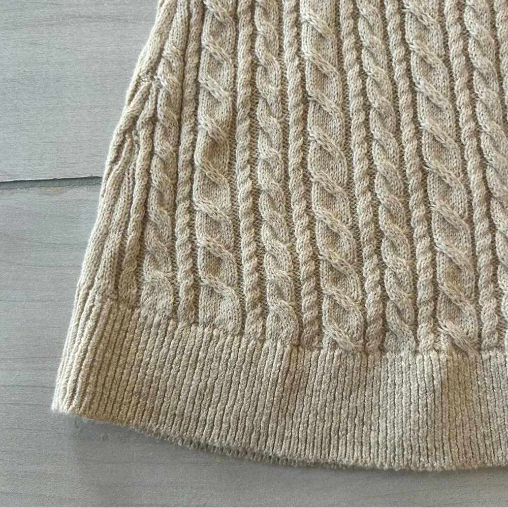 NWOT Abercrombie Kids Taupe Beige Cable Knit Ribbed Long Sleeve Sweater Dress - Picture 4 of 4